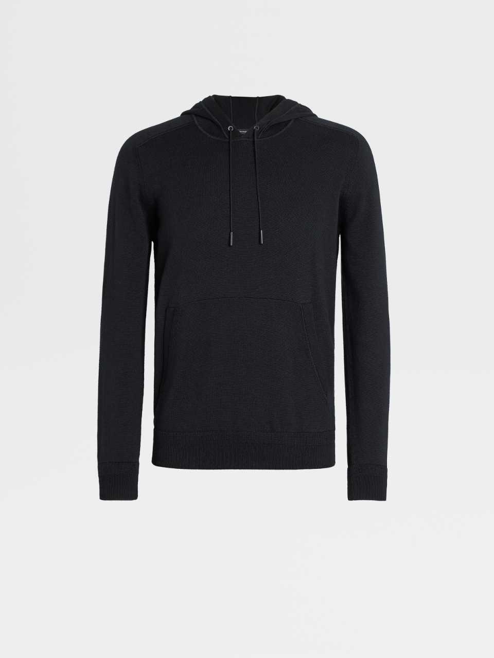 Black Cotton and Cashmere Knit Hoodie